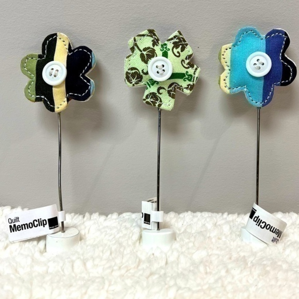 Design Ideas Assorted "Quilted Flowers" Memo Clips Set of 3